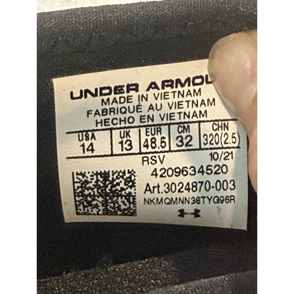 Under Armour UA Runplay Shoes Mens 14 Black Slip On Running Sneakers 3024870